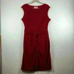 Evan-Picone Knit Dress Sz 12 Red Fitted Front Twist Christmas Evening Office